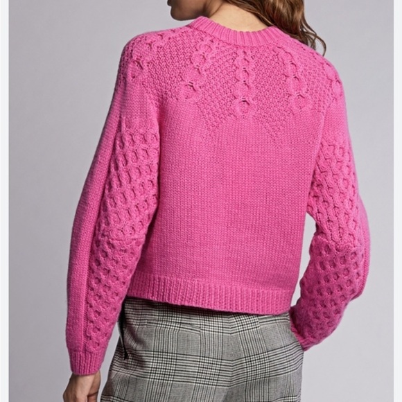 SEA NY Alpaca Wool Pink Cropped Brie Sweater - Picture 3 of 12